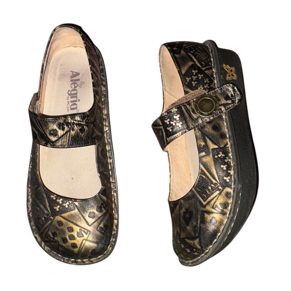Alegria Poker Face Paloma Leather Mary Jane Confit‎ Shoes *minor flaw 38 =7.5 US